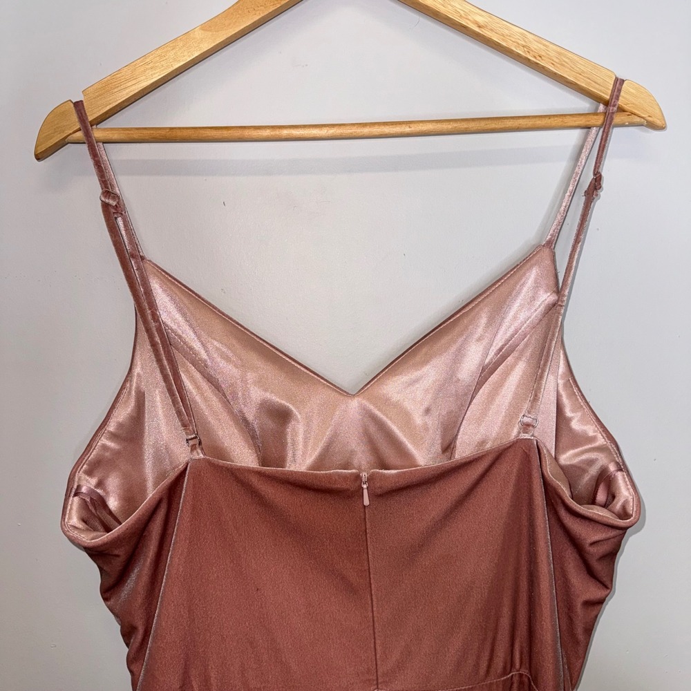 Revelry Blush Dusty Rose Velvet Draped Gown Rory Dress Size 14 - Picture 10 of 14
